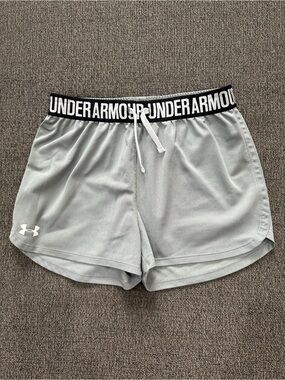 Under Armour Youth Grey Athletic Shorts with Logo Waistband